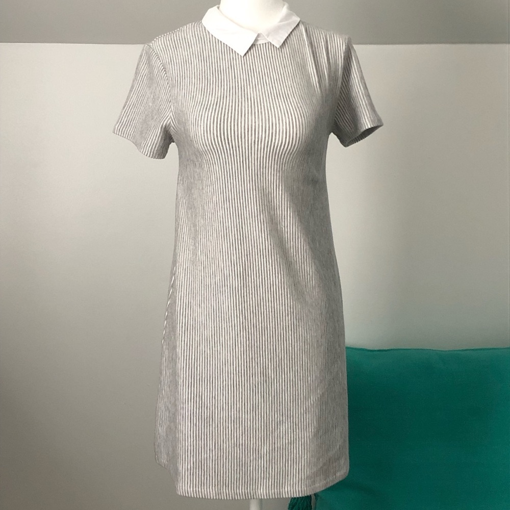 Zara Girls Grey + White collared dress